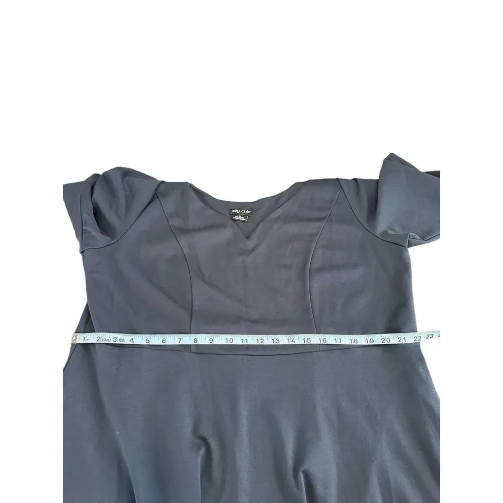 City Chic Navy Dressy Chic Night Out Cute Girl Elbow Sleeve A-Line Dress Size XL